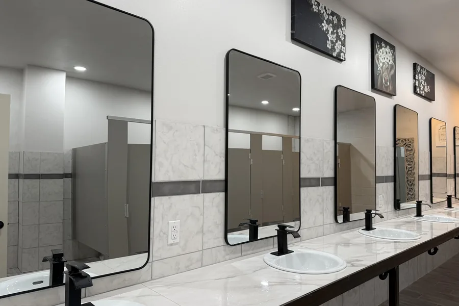 Private showers in the new bathhouse