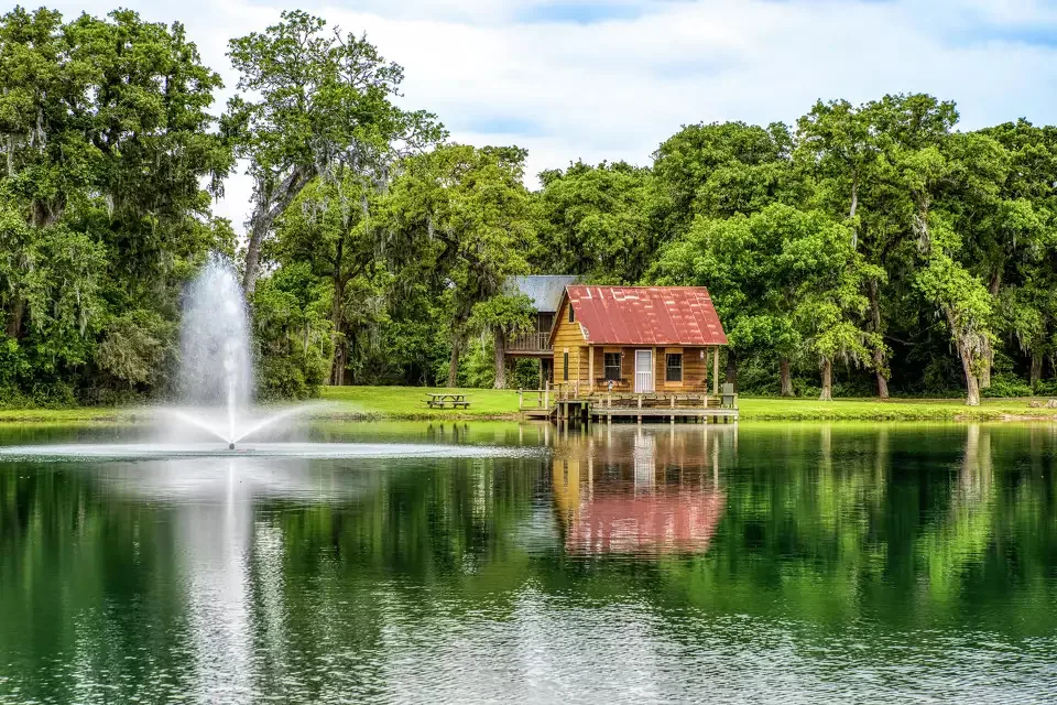 The ranch pond and open grass