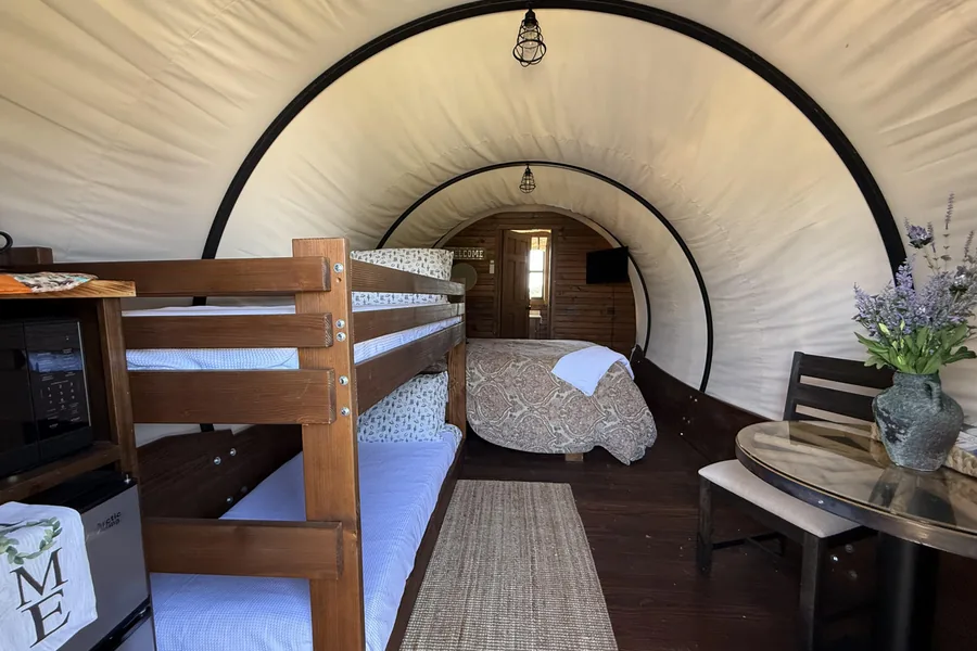 Inside a Conestoga wagon